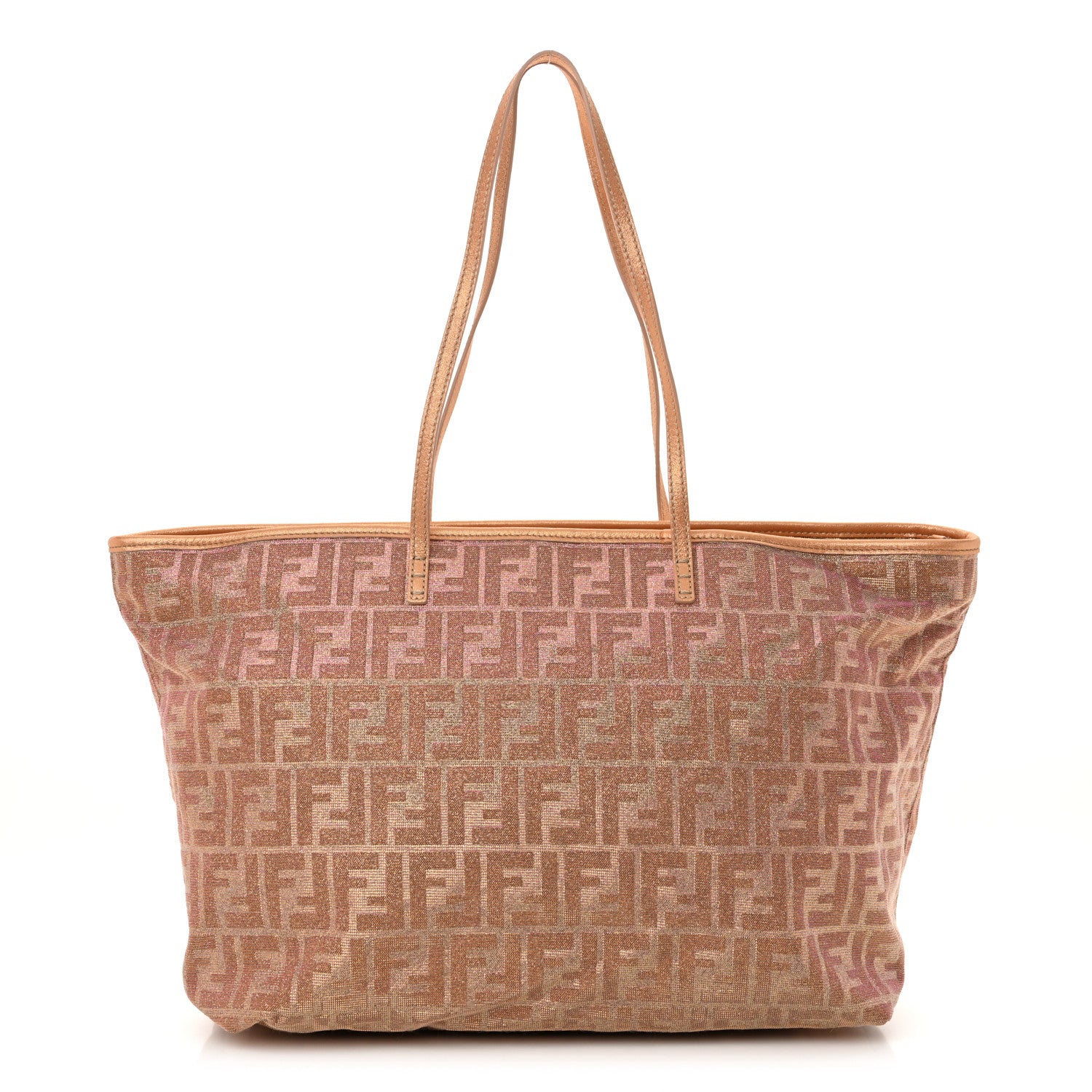 Fendi Metallic Lurex Zucca Medium Roll Tote Arancio 1 of 13