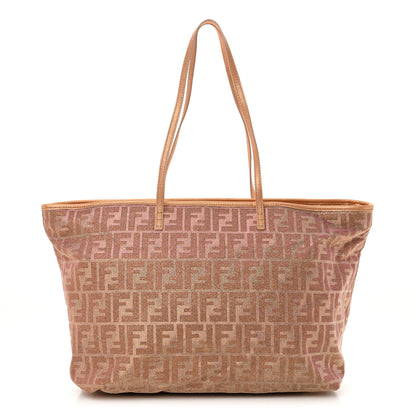 Fendi Metallic Lurex Zucca Medium Roll Tote Arancio 1 of 13