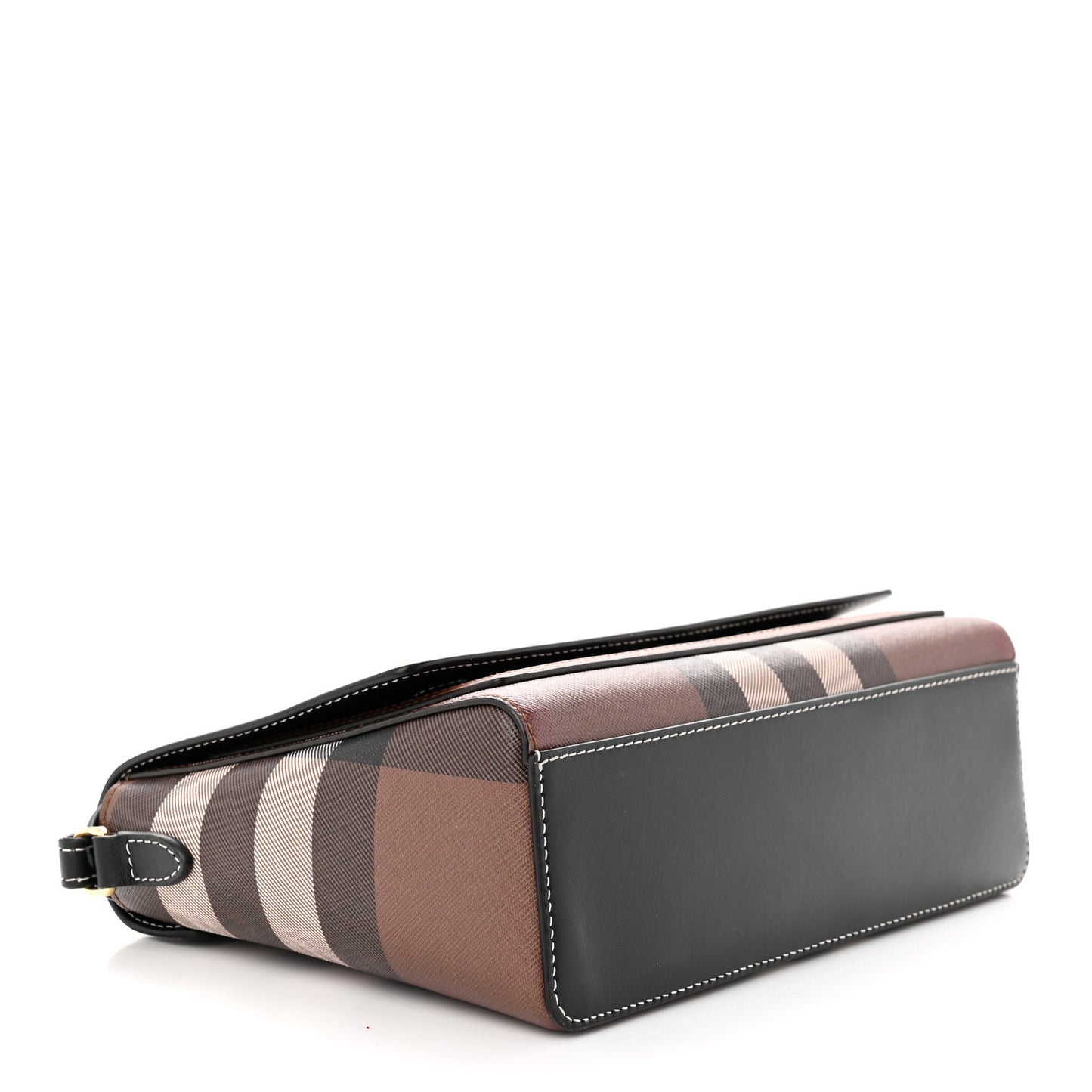 Calfskin Giant Check E-Canvas Note Crossbody Bag Dark Birch Brown