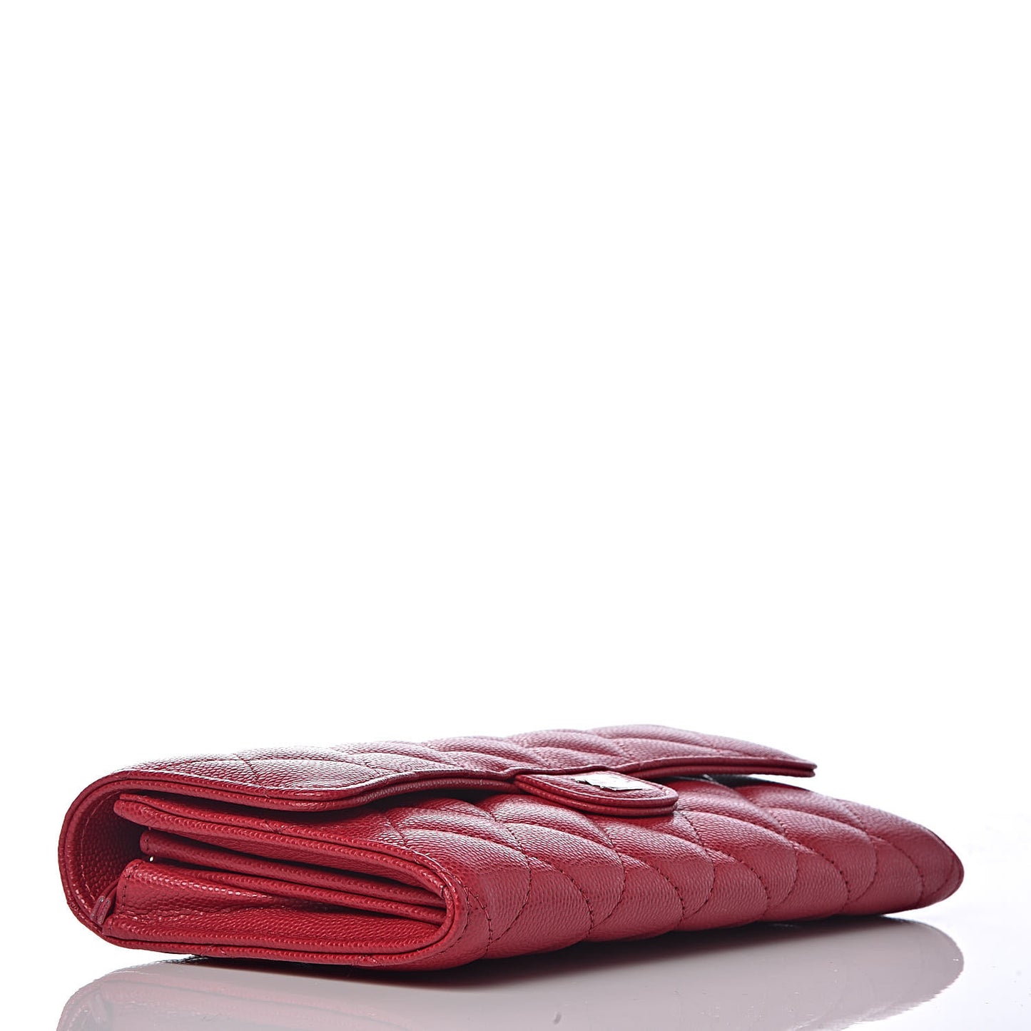 Caviar Quilted Large Gusset Flap Wallet Dark Red