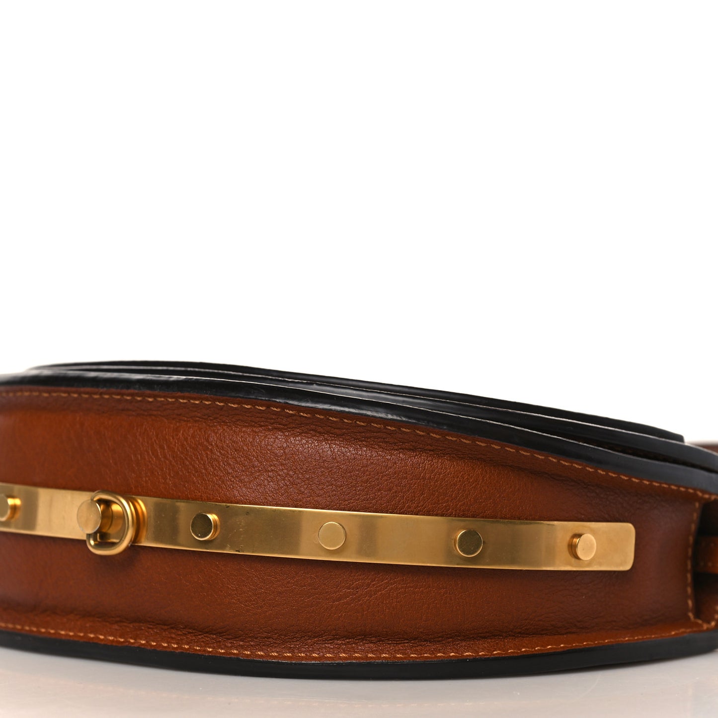 Calfskin Small Nile Bracelet Minaudiere Bag Caramel