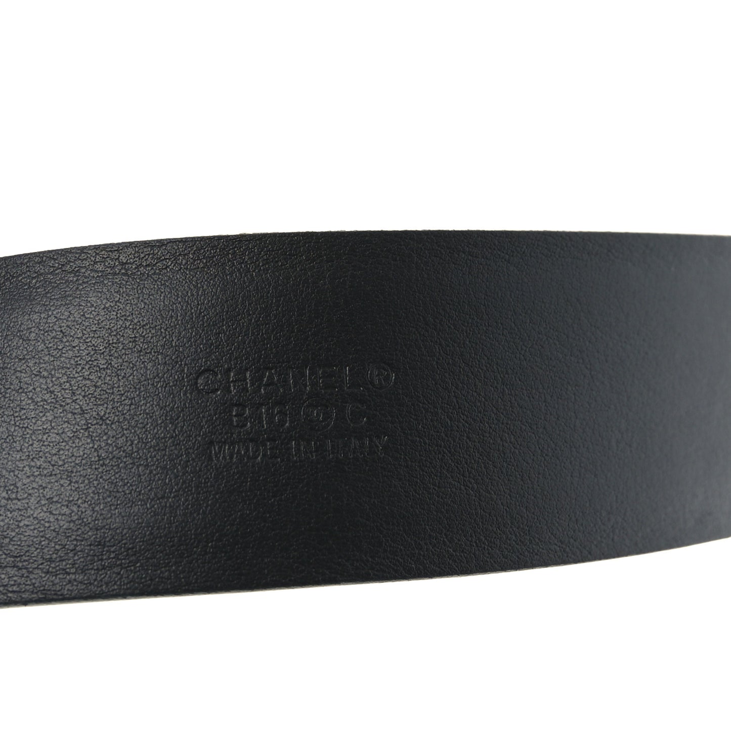 Metallic Calfskin Crystal CC Chain Belt 85 Silver