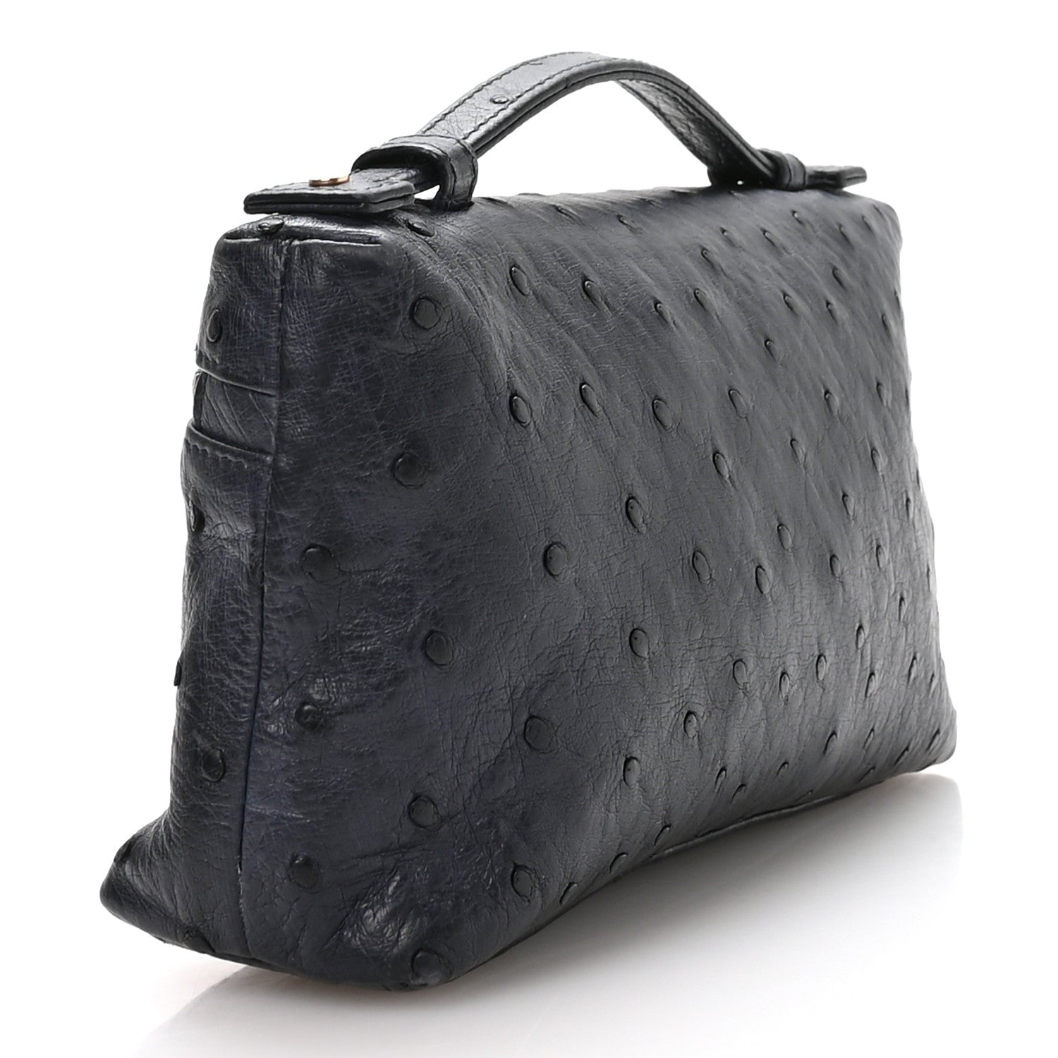Loro Piana Ostrich L19 Extra Pocket Pouch Blue Navy 3 of 10