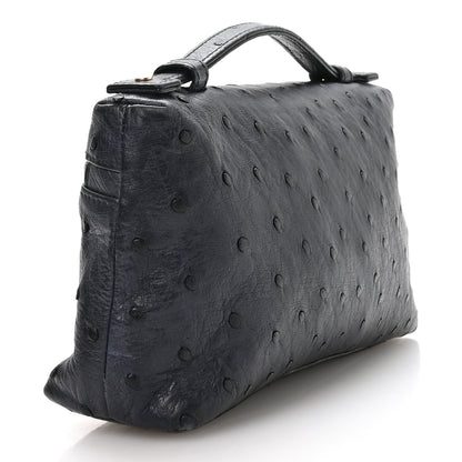 Loro Piana Ostrich L19 Extra Pocket Pouch Blue Navy 3 of 10