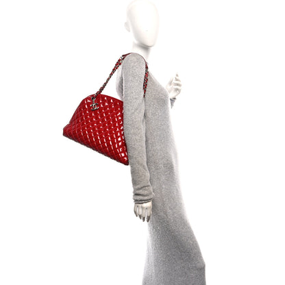 Chanel Patent Quilted Large Just Mademoiselle Bowling Bag Red 2 of 13