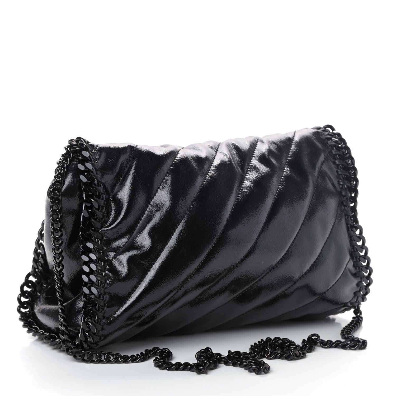 Stella McCartney Patent Eco Alter Nappa Quilted Mini Falabella Fold Over Tote Black 2 of 4
