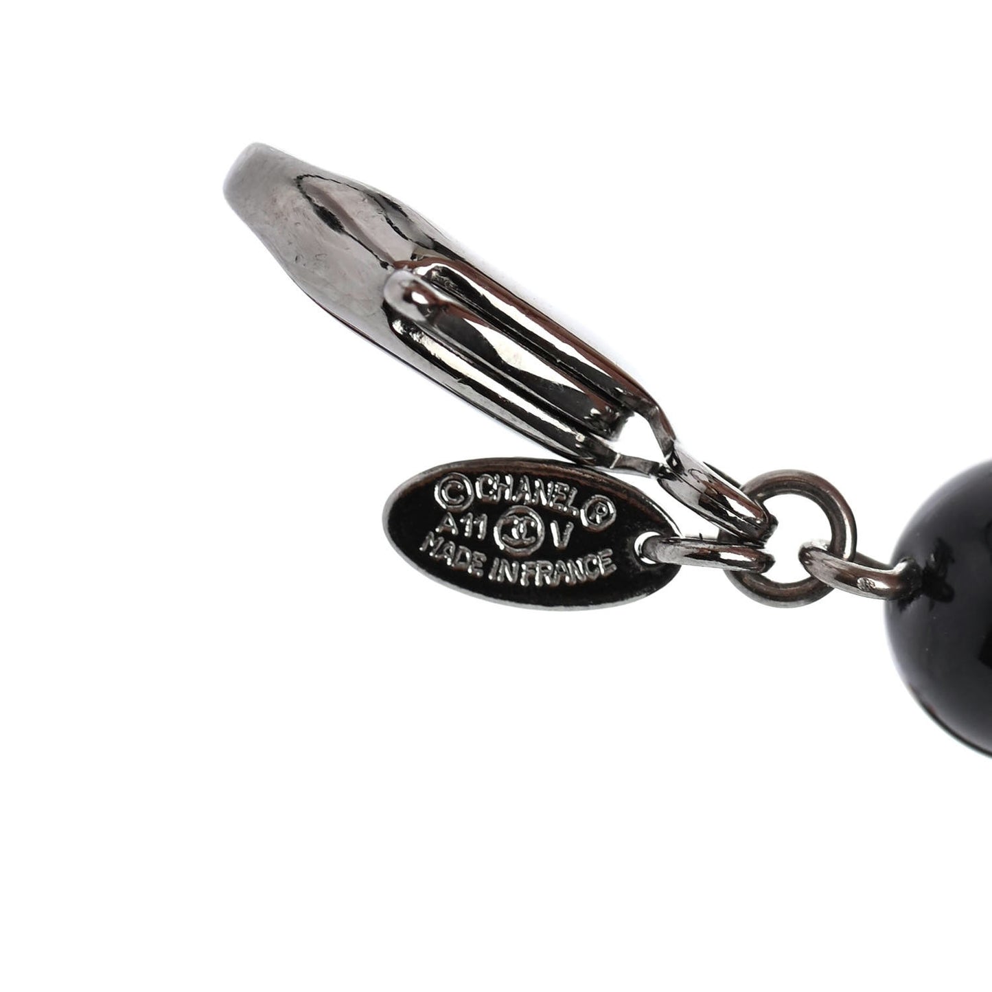 Ruthenium Pearl Beaded CC Long Necklace Black