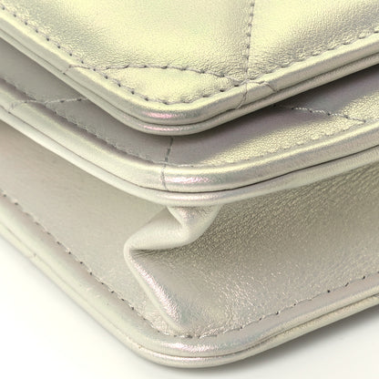 Chanel Iridescent Calfskin Quilted Chanel 19 Wallet On Chain WOC White 8 of 9