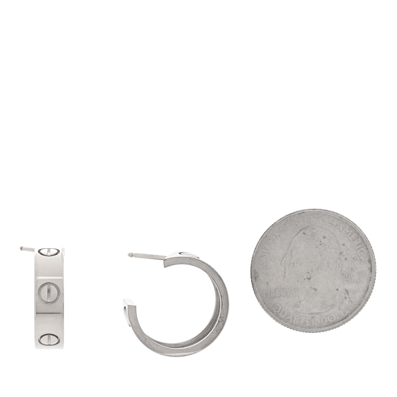 Cartier 18K White Gold 5.5mm LOVE Hoop Earrings 2 of 5