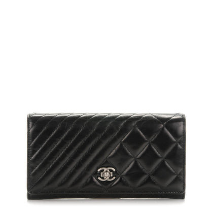 Chanel Glazed Calfskin Quilted Coco Boy Large Gusset Flap Wallet Black 1 of 9