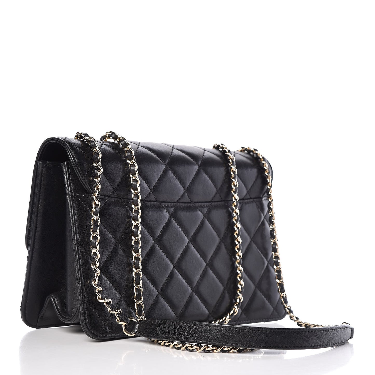 Sheepskin Quilted Beauty Lock Flap Black
