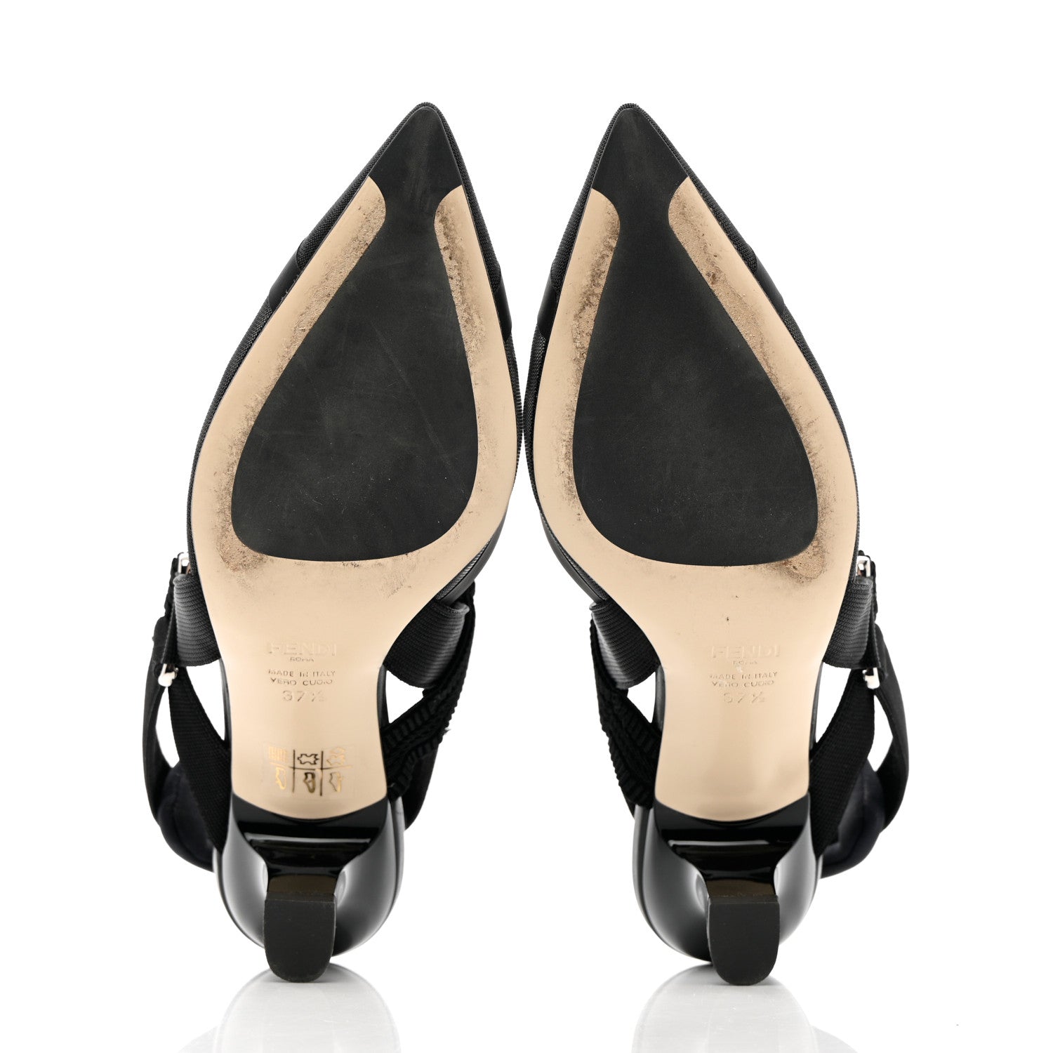 Fendi Technical Mesh FF Colibri Slingback Low-Heel Pumps 37.5 Black 5 of 13