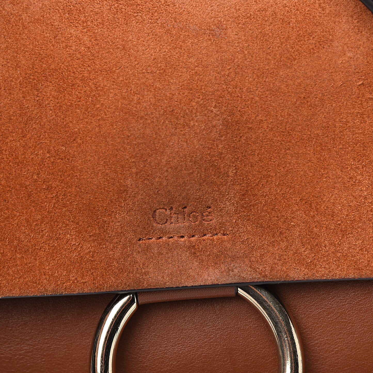 Suede Calfskin Small Faye Shoulder Bag Tobacco