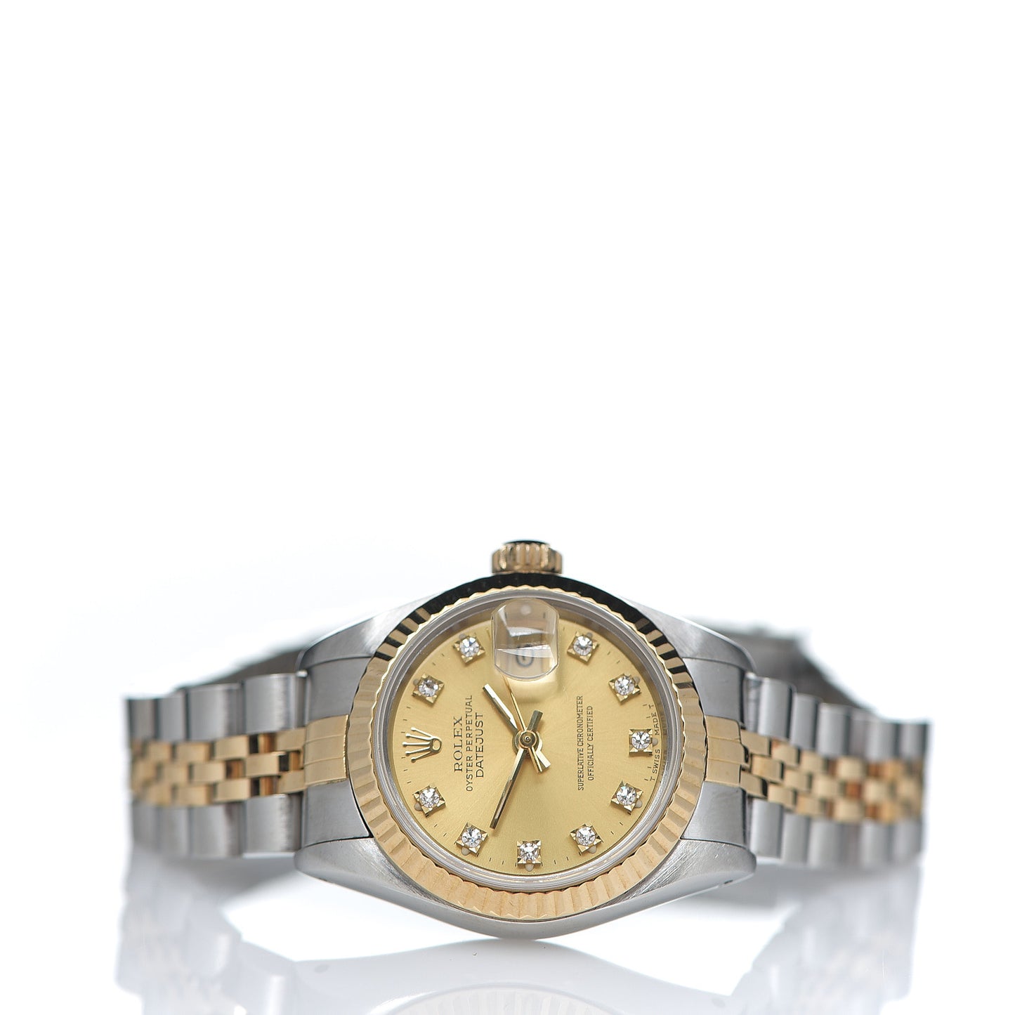Stainless Steel 18K Yellow Gold Diamond 26mm Oyster Perpetual Datejust Watch Champagne 69173