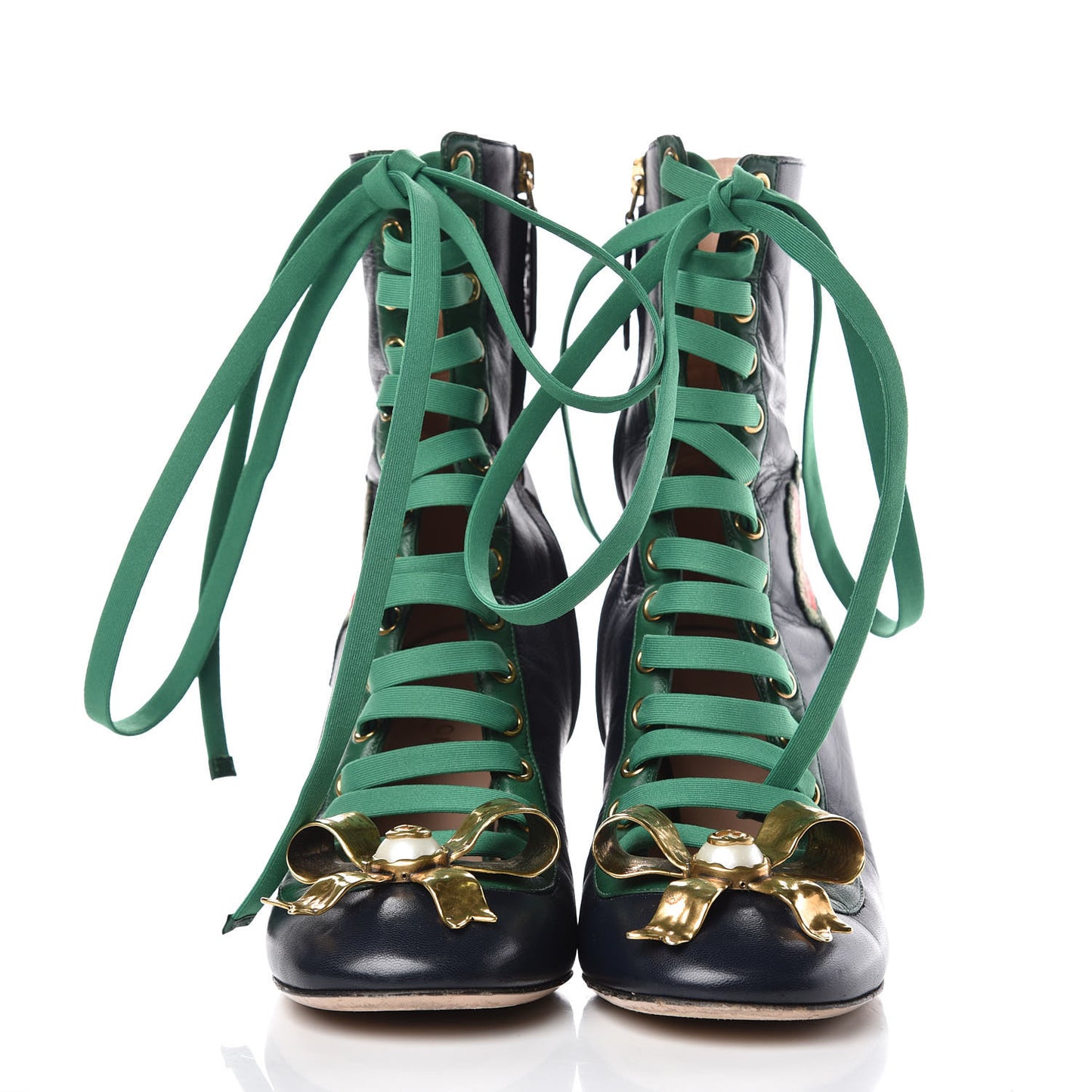 Malaga Kid Lace Up Ankle Boots 35.5 Blue Bright Evergreen