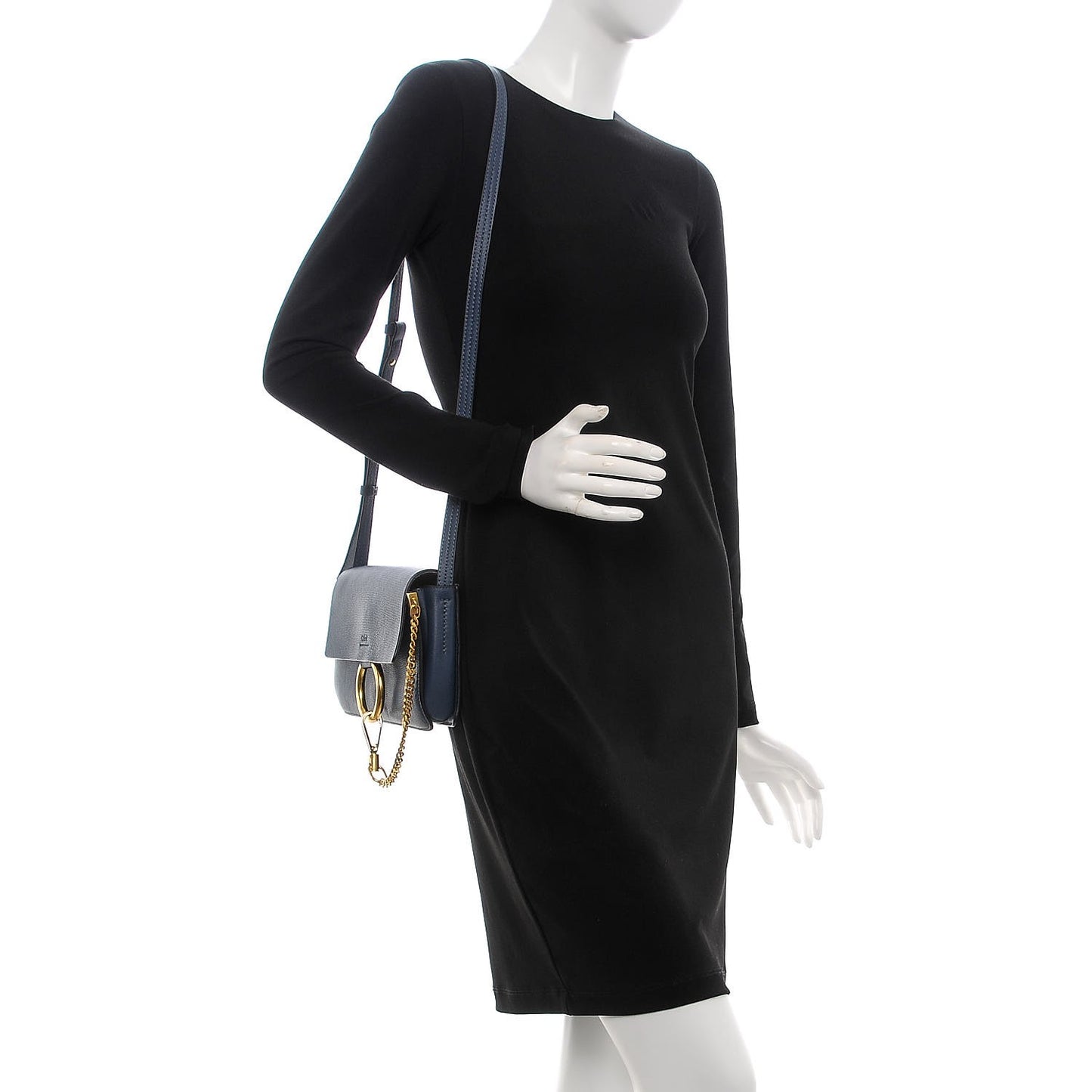 Goatskin Small Faye Shoulder Bag Denim Blue