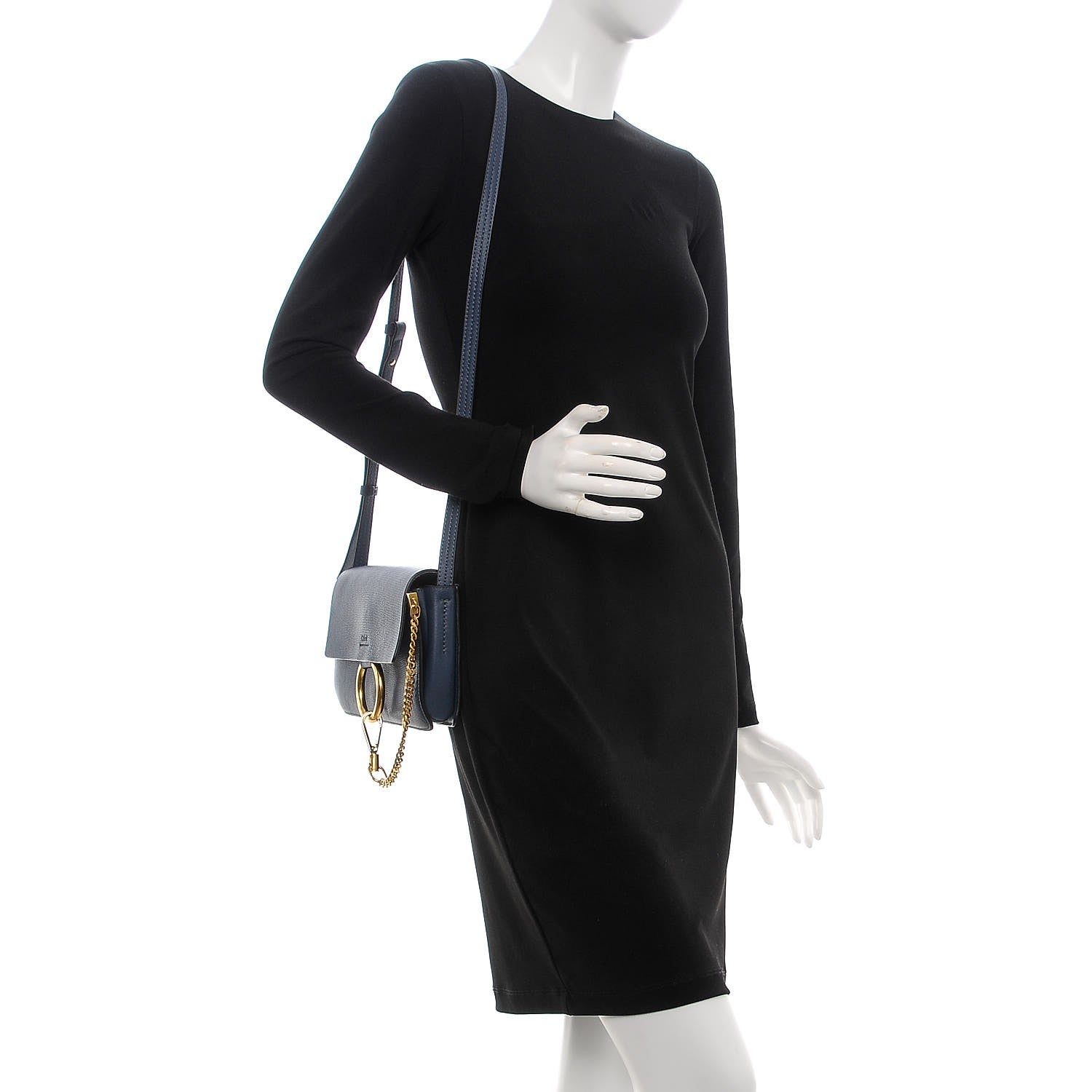 Chloe Goatskin Small Faye Shoulder Bag Denim Blue 2 of 8