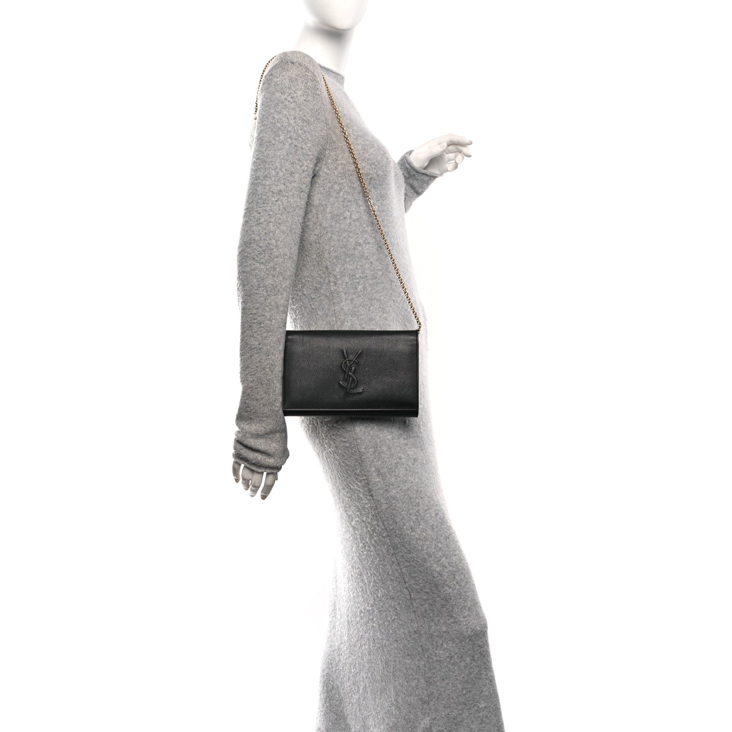 Calfskin Monogram Belle de Jour Chain Clutch Black