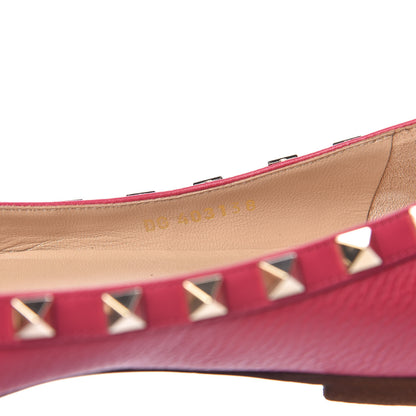Valentino Garavani Pebbled Calfskin Rockstud Ballerina Flats 38 Deep Fuxia 8 of 14