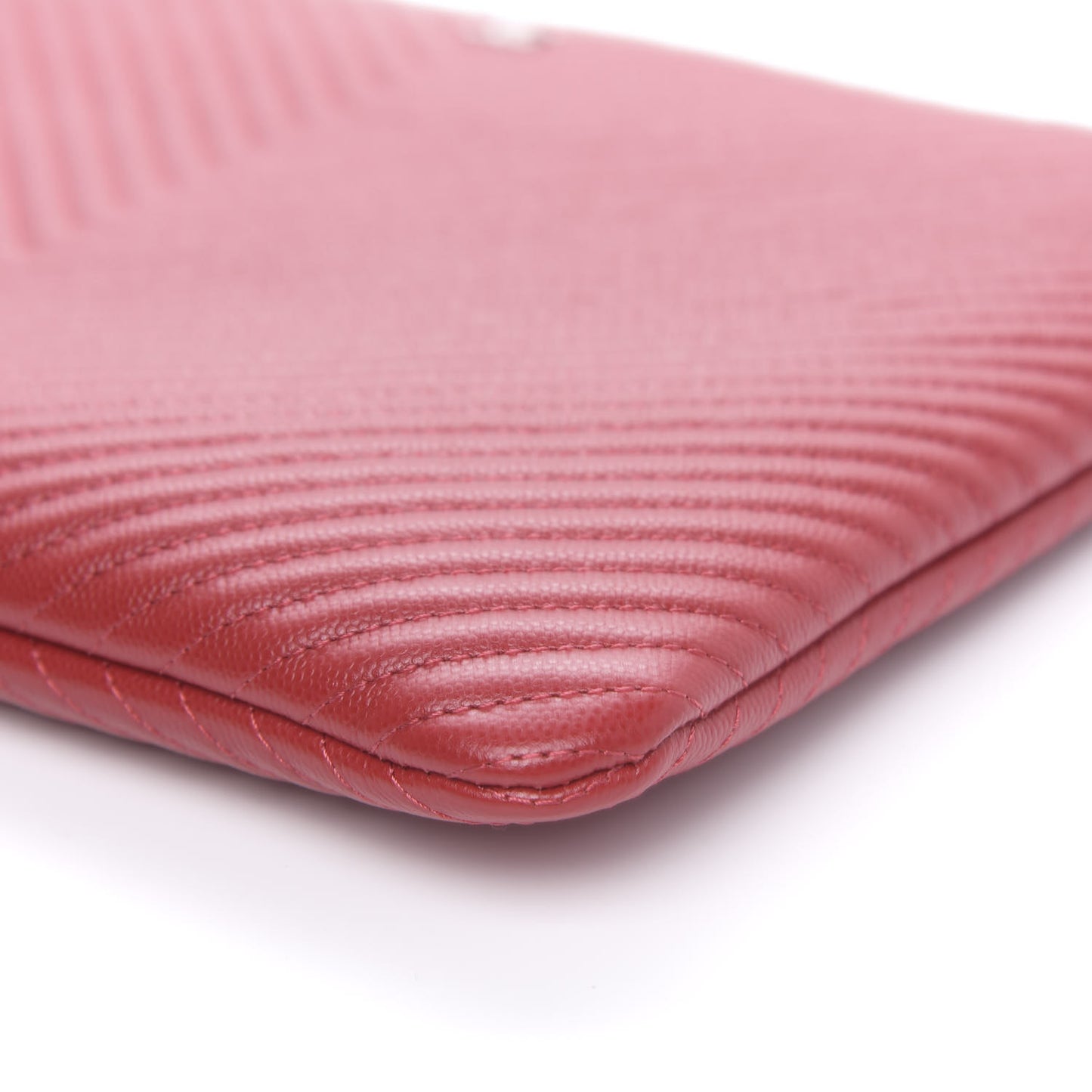 Caviar Chevron Quilted Large Cosmetic Case Dark Red
