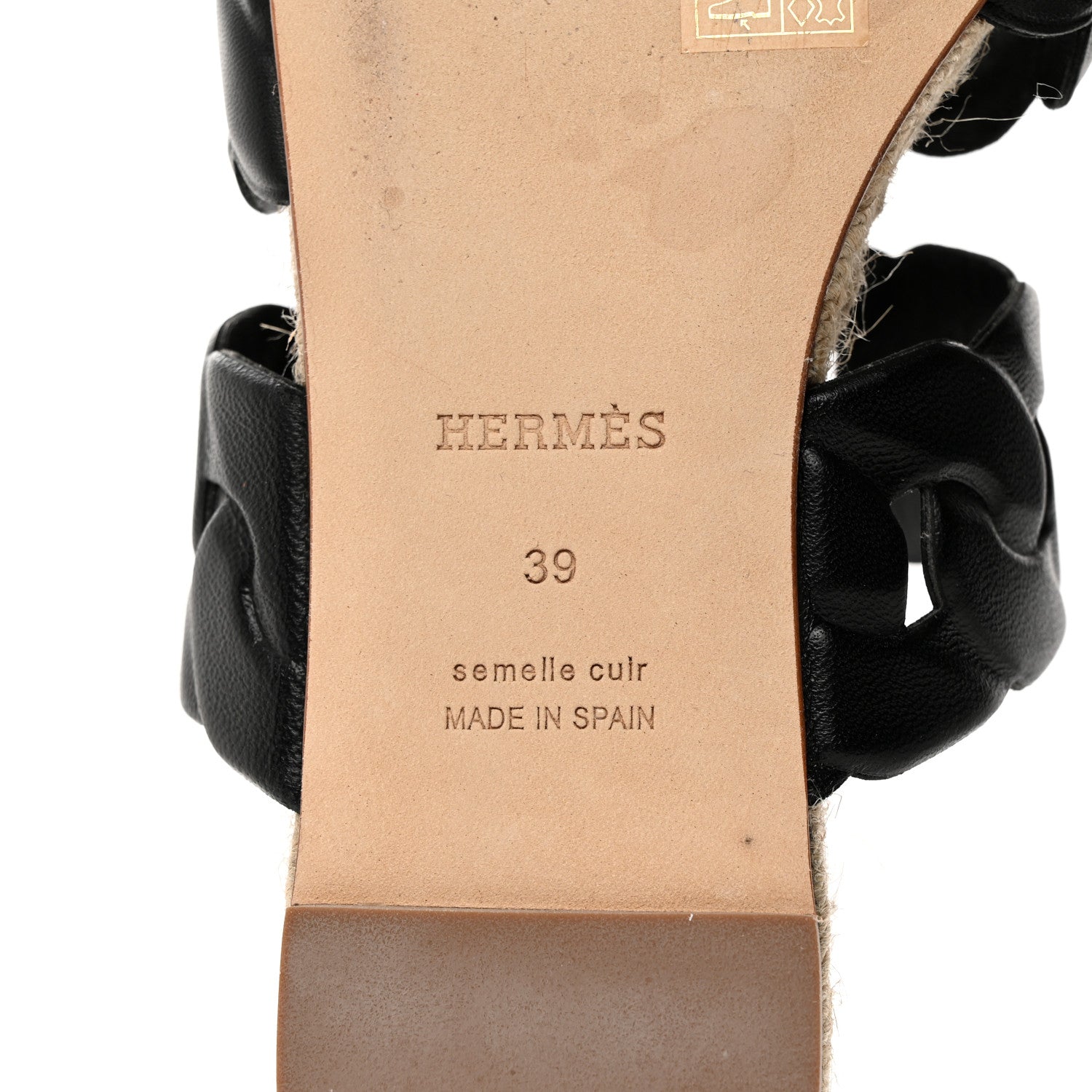Hermes Nappa Gwen Espadrille Sandals 39 Black 8 of 9