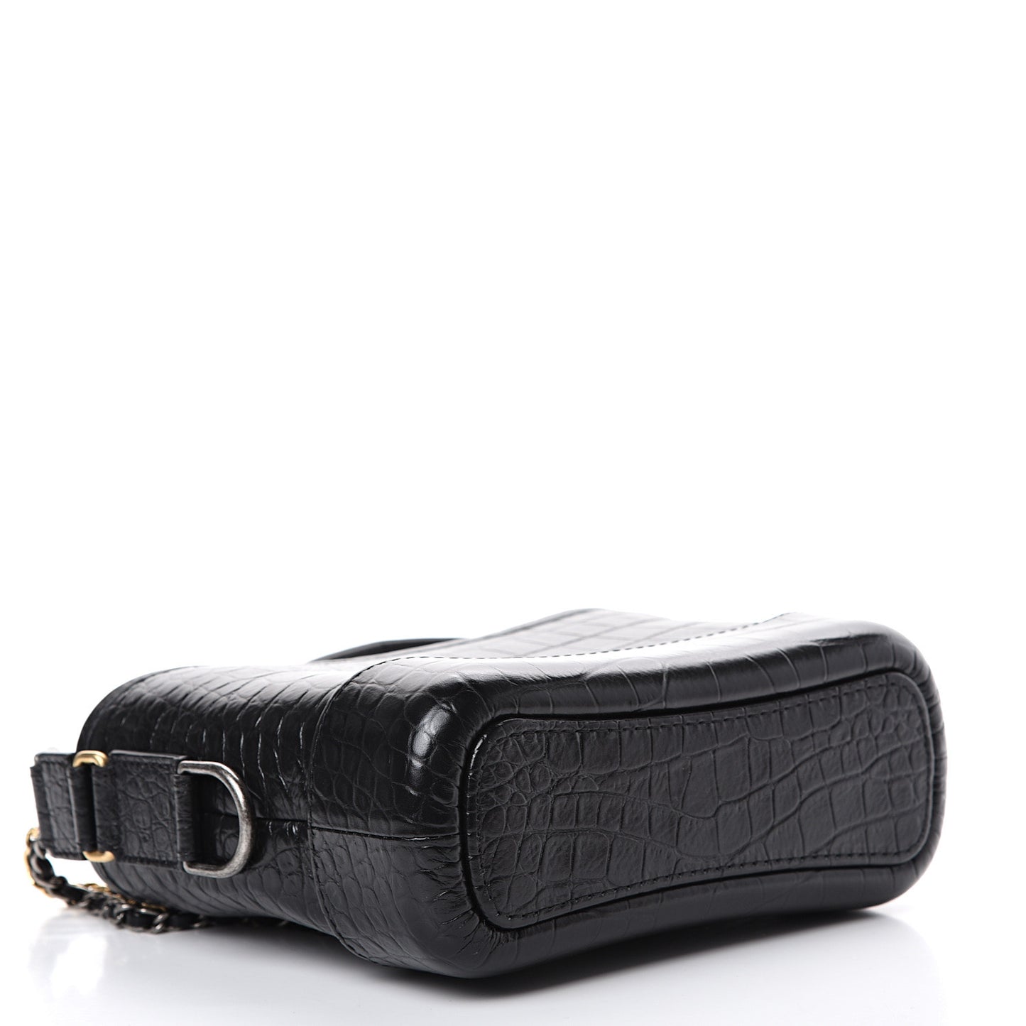 Calfskin Crocodile Embossed Small Gabrielle Cocodile Hobo Black