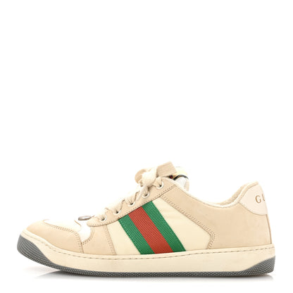 Gucci Nylon Nubuck Web Womens Screener Sneakers 38 Mystic White Dusty Milk 1 of 12