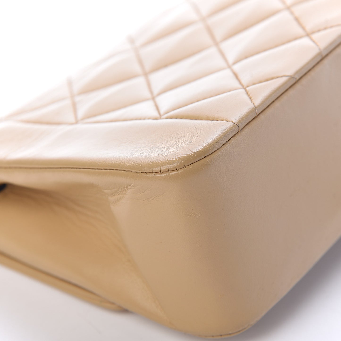 Lambskin Quilted Small Single Flap Beige