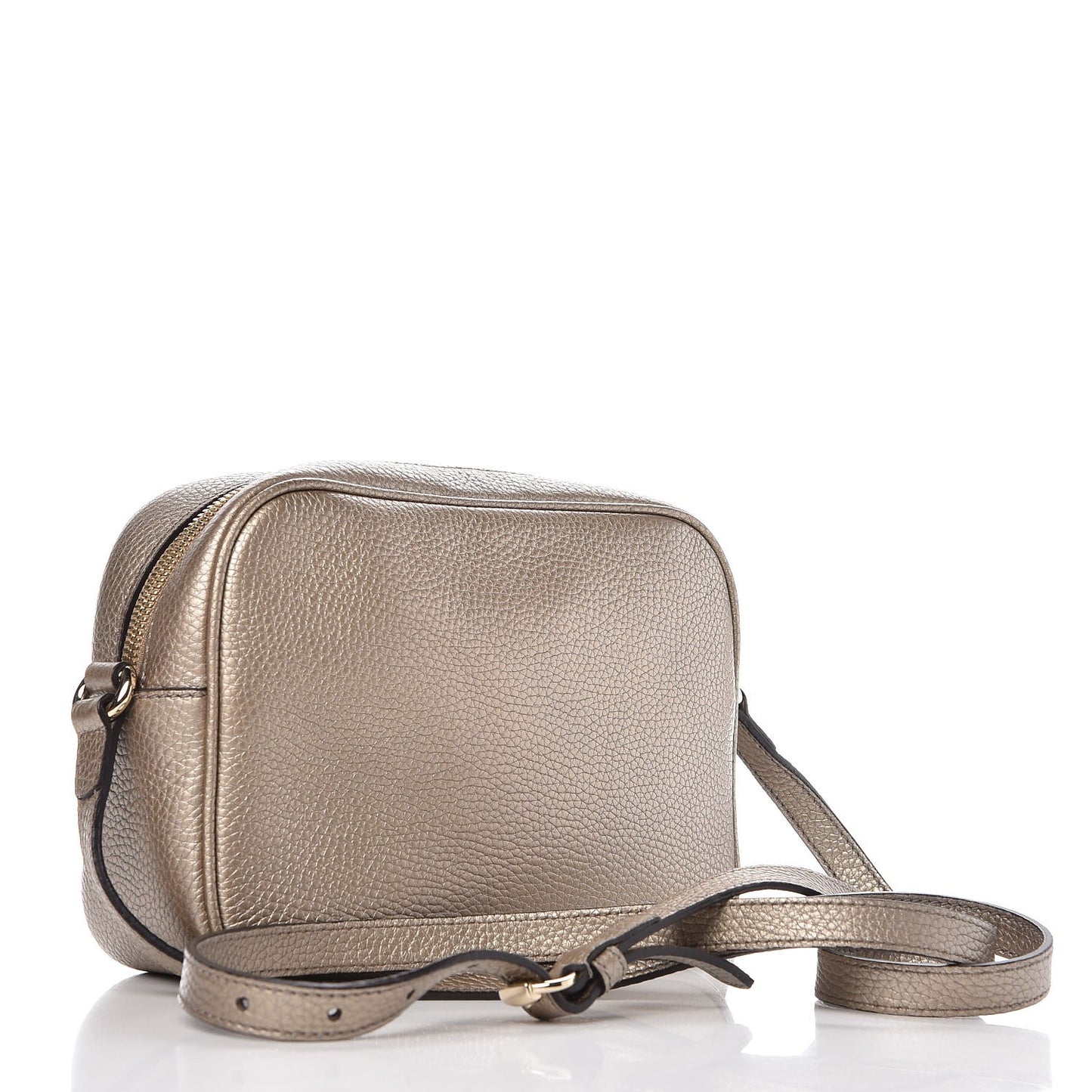 Metallic Pebbled Calfskin Small Soho Disco Bag Golden Beige