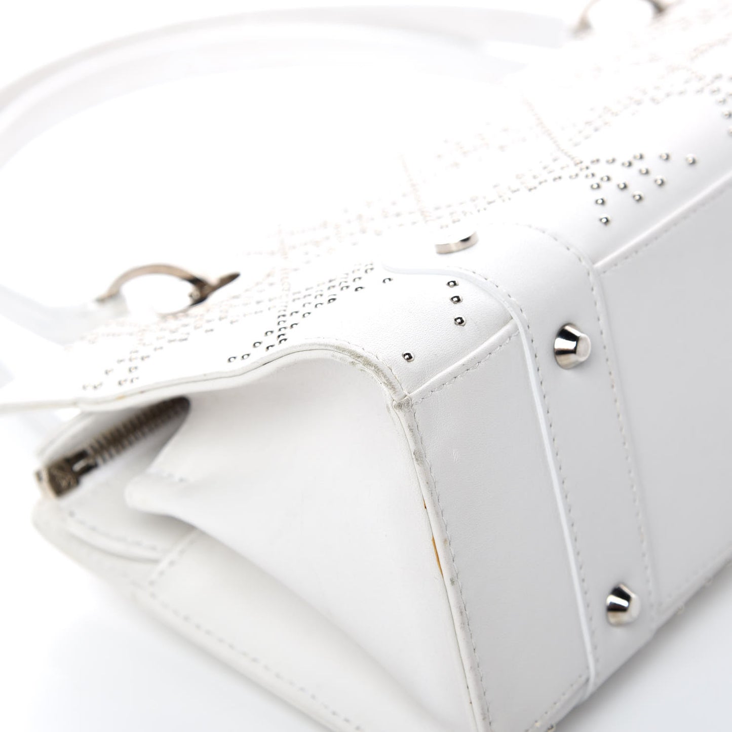Calfskin Cannage Studded East West Lady Dior White
