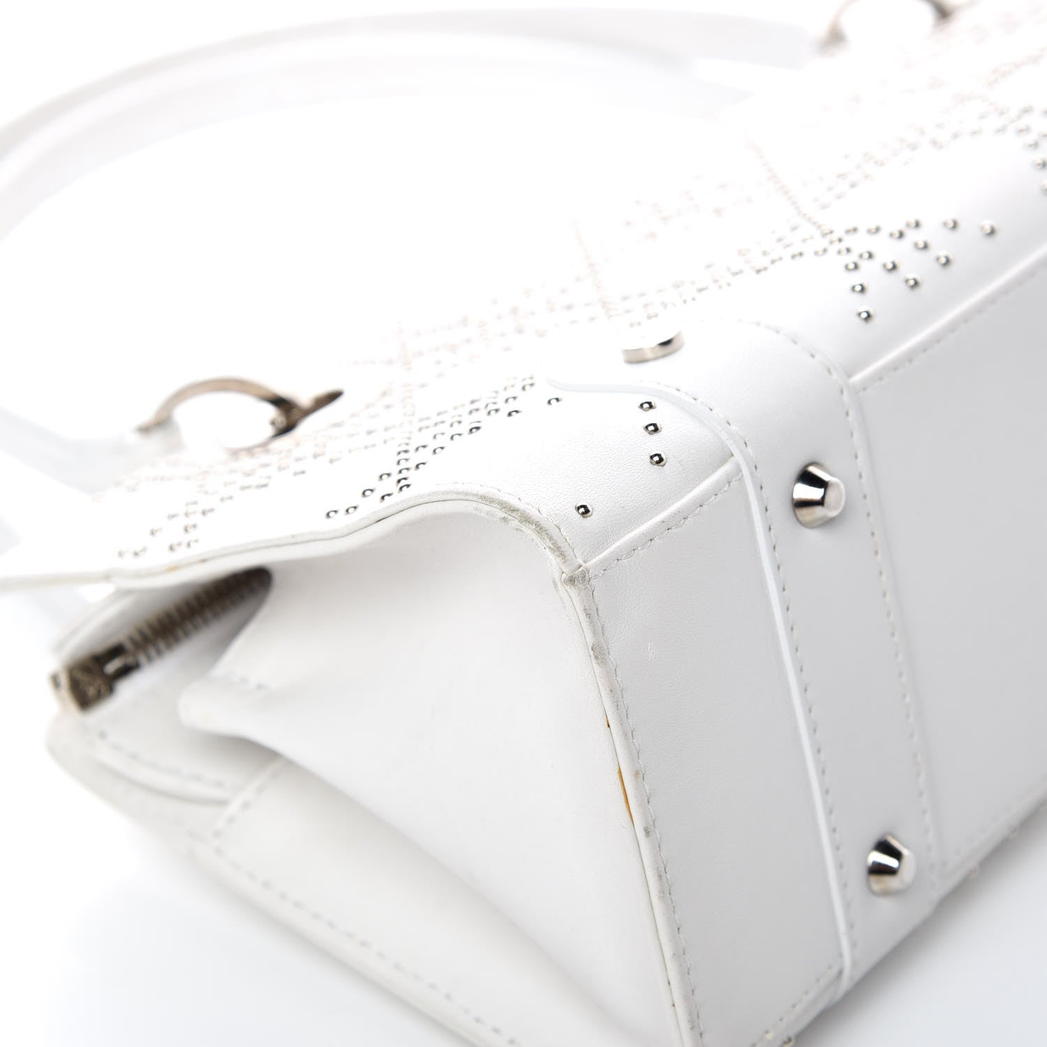 Christian Dior Calfskin Cannage Studded East West Lady Dior White 9 of 25