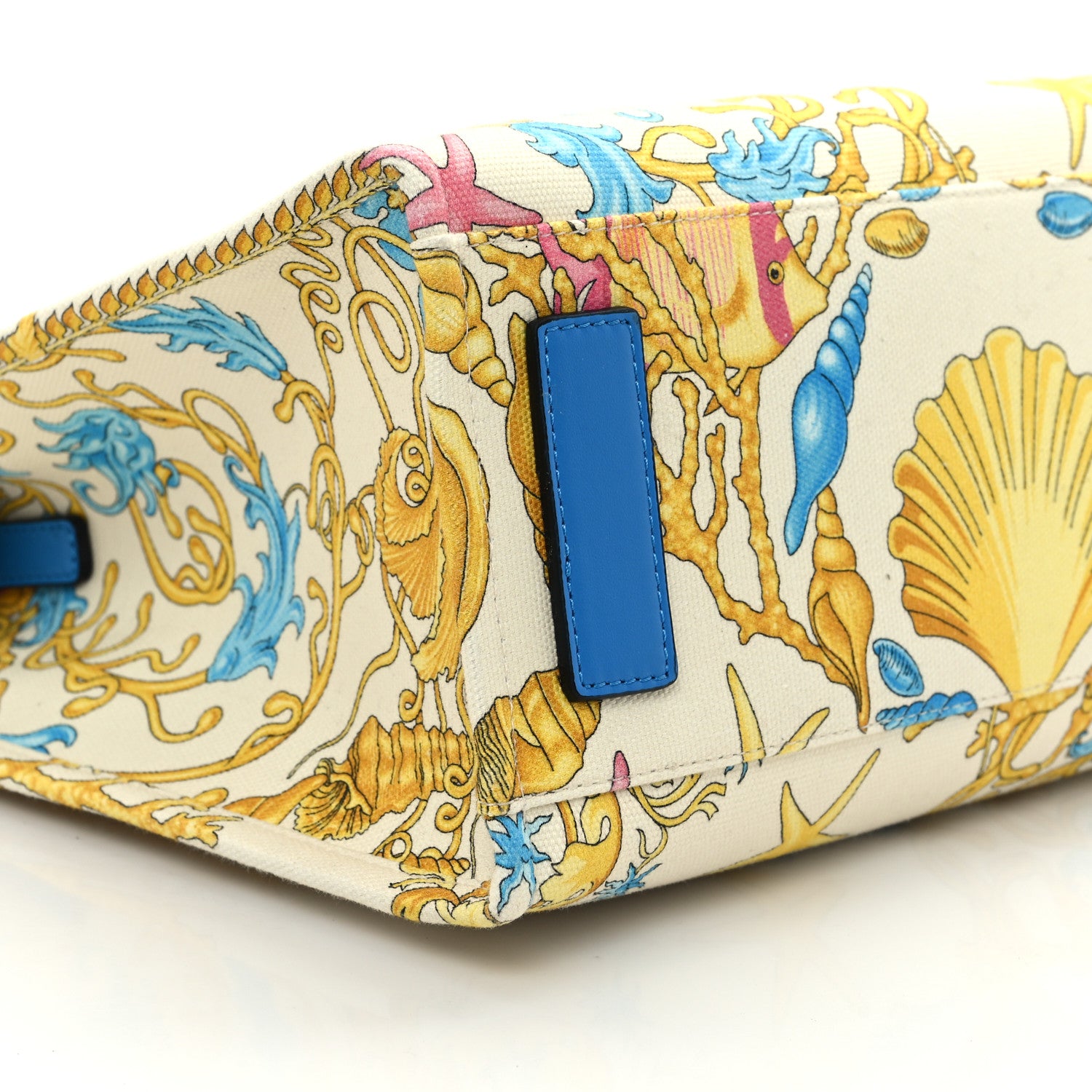 Versace Canvas Barocco Underwater Medusa Small Tote Light Blue White 9 of 10