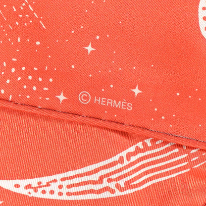 Hermes Silk Clair De Lune Scarf 90 Orange Gris White 5 of 5