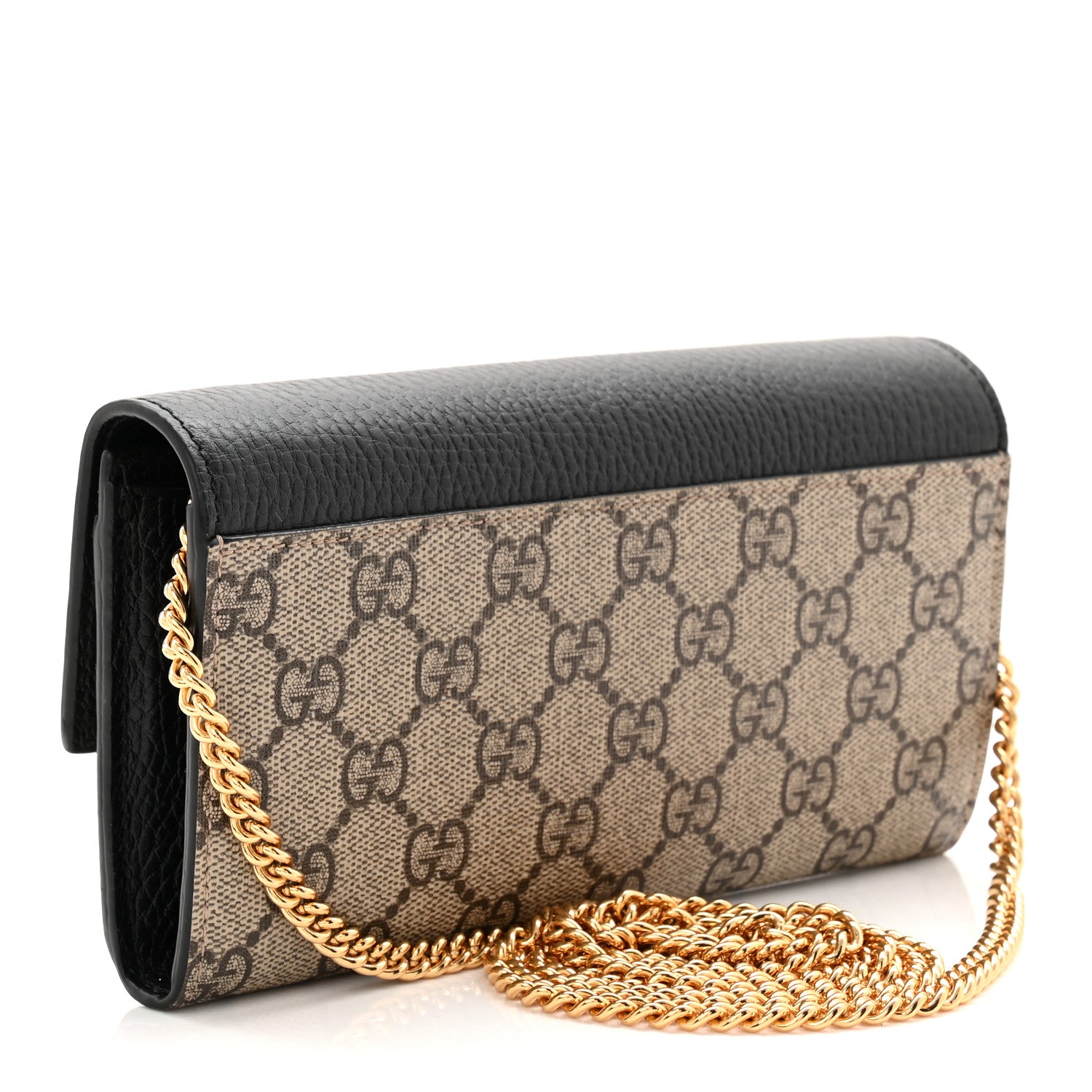 Gucci Dollar Calfskin GG Supreme Monogram Petite GG Marmont Wallet Chain Bag Black Beige Ebony 5 of 21