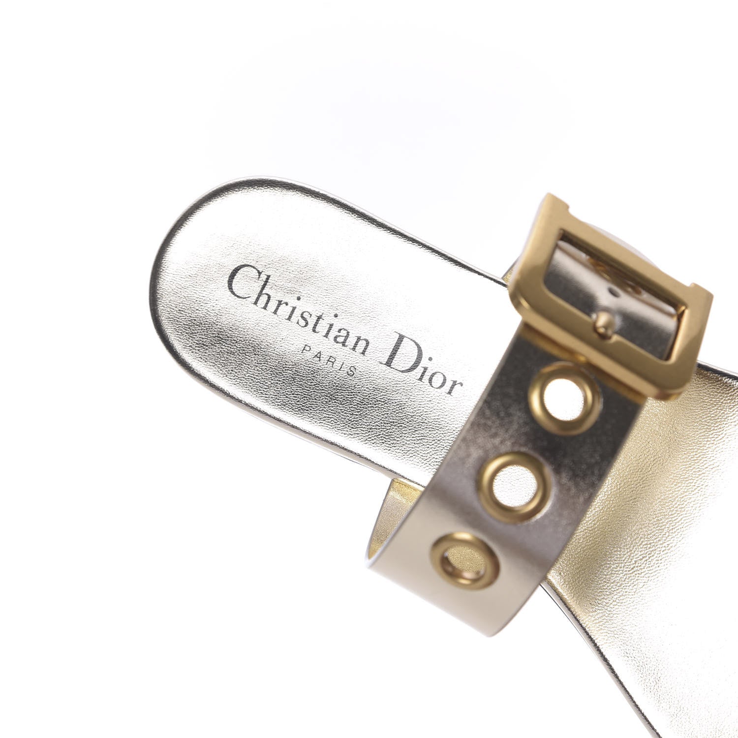 Christian Dior Laminated Calfskin D-Dior Slide Sandals 37.5 Pale Gold 6 of 12