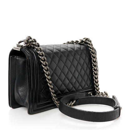 Chanel Lambskin Quilted Medium Boy Flap Black 2 of 10