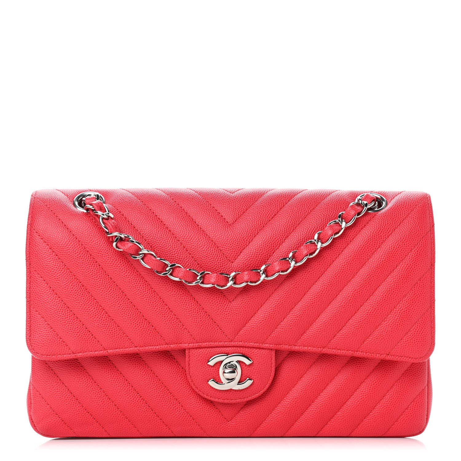 Chanel Caviar Chevron Quilted Medium Double Flap Red 1 of 10