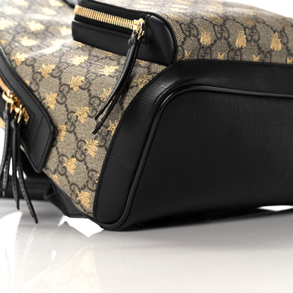 Gucci GG Supreme Monogram Bees Print Small Day Backpack Beige Oro Black 10 of 17