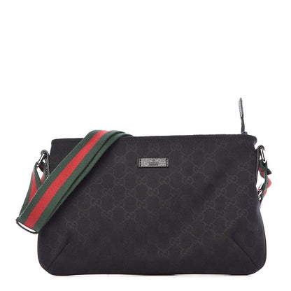 Gucci Monogram Web Small Flat Messenger Crossbody Black 1 of 10