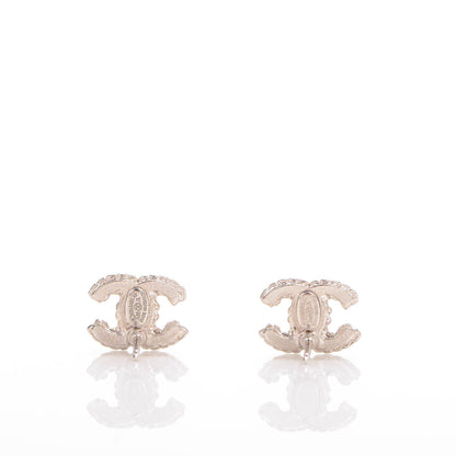 Chanel Crystal Timeless CC Earrings Silver 3 of 5