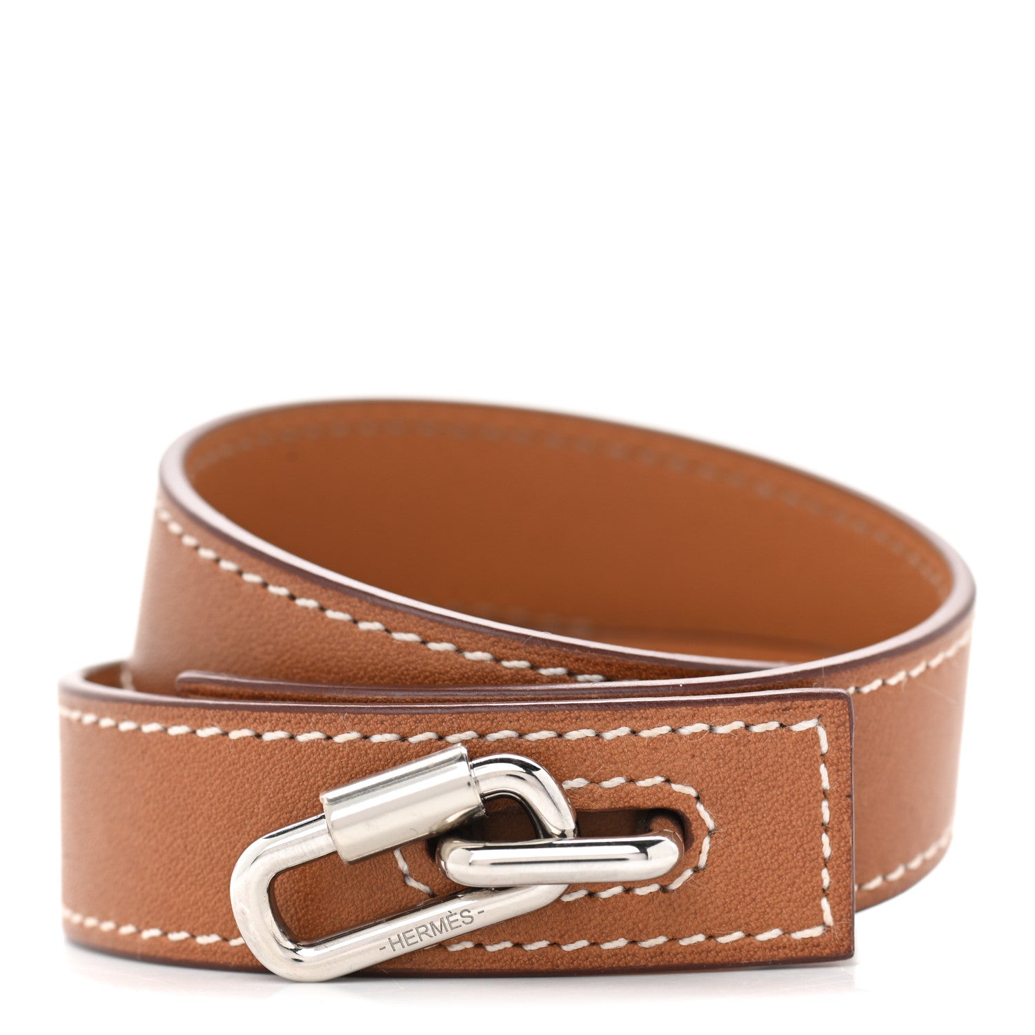 Hermes Barenia Curiosite Double Wrap Bracelet T2 Fauve 1 of 7