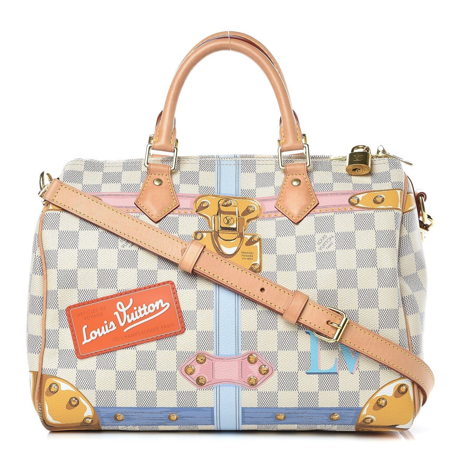 Louis Vuitton Damier Azur Summer Trunks Speedy Bandouliere 30 1 of 18