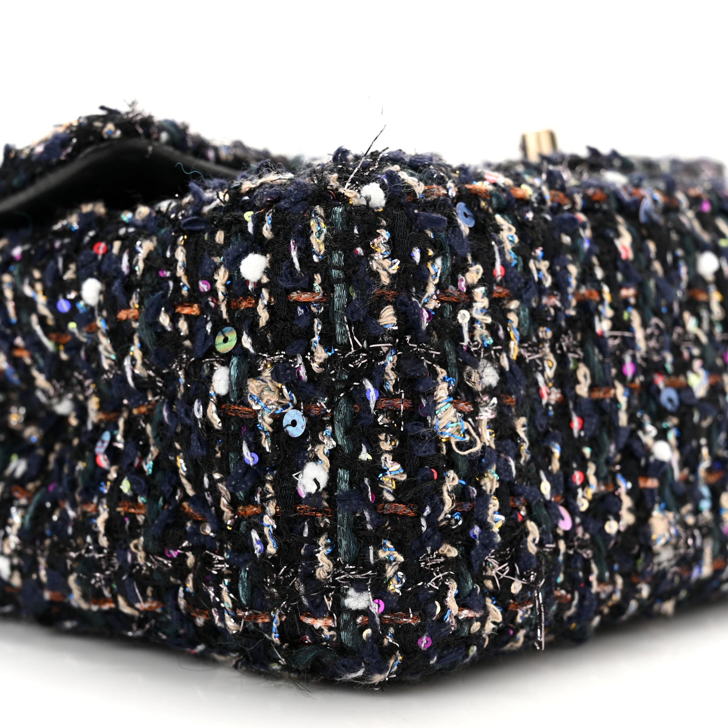 Chanel Glittered Tweed Quilted Mini Rectangular Flap Navy Blue Mulitcolor 9 of 11