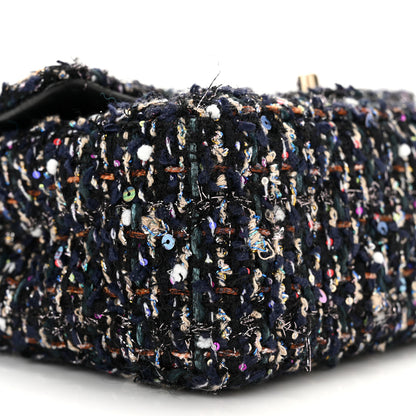 Chanel Glittered Tweed Quilted Mini Rectangular Flap Navy Blue Mulitcolor 9 of 11