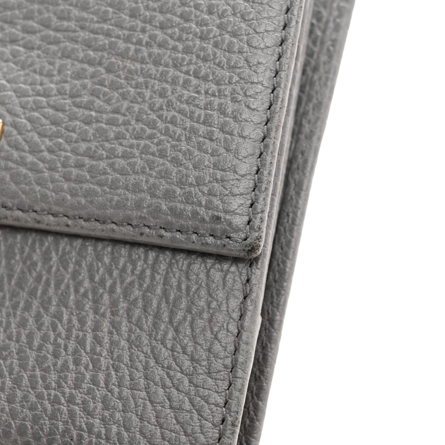 Dollar Calfskin Double G French Flap Wallet Grey