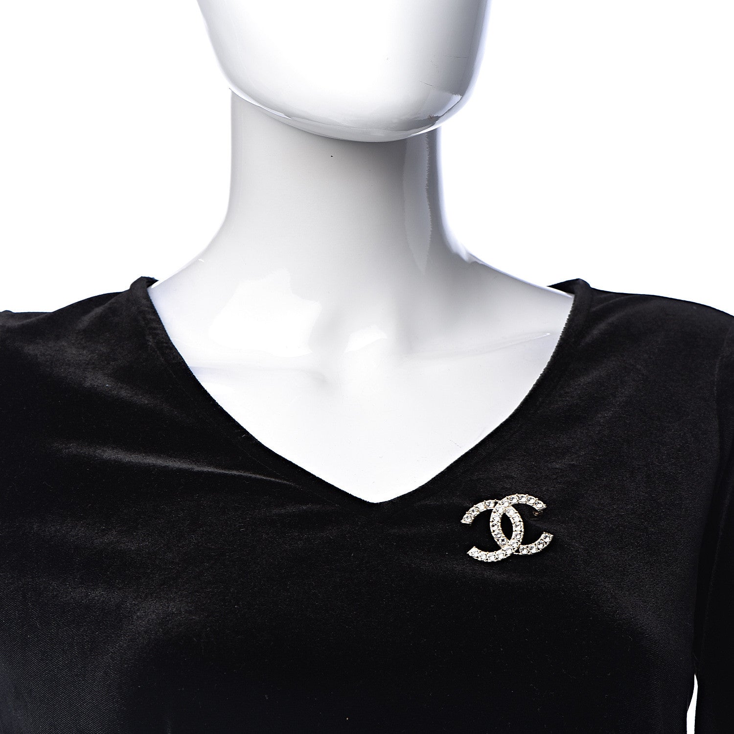Chanel Crystal CC Brooch Light Gold 2 of 5