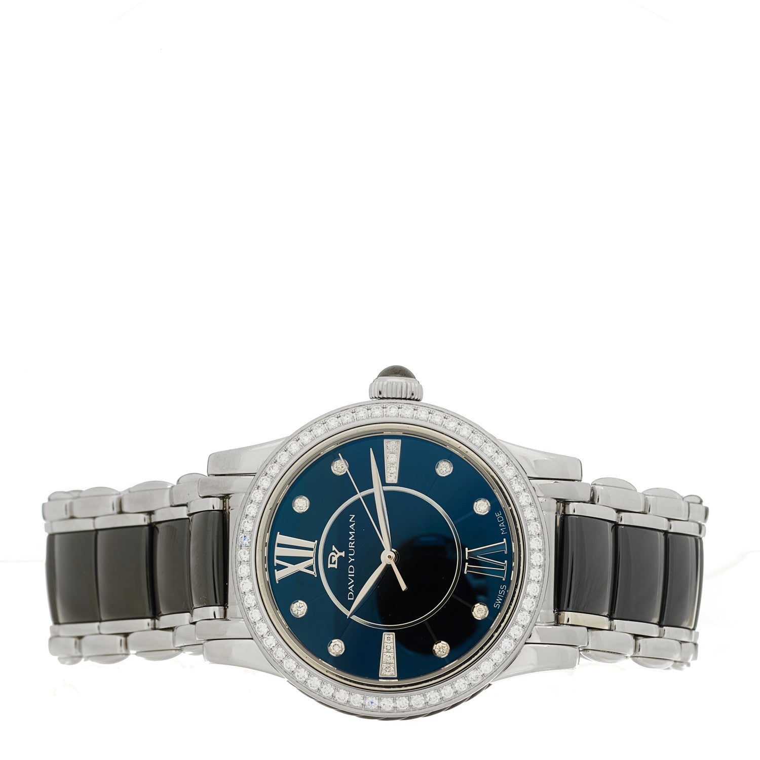David Yurman Stainless Steel Ceramic Diamond Bezel 38mm Classic