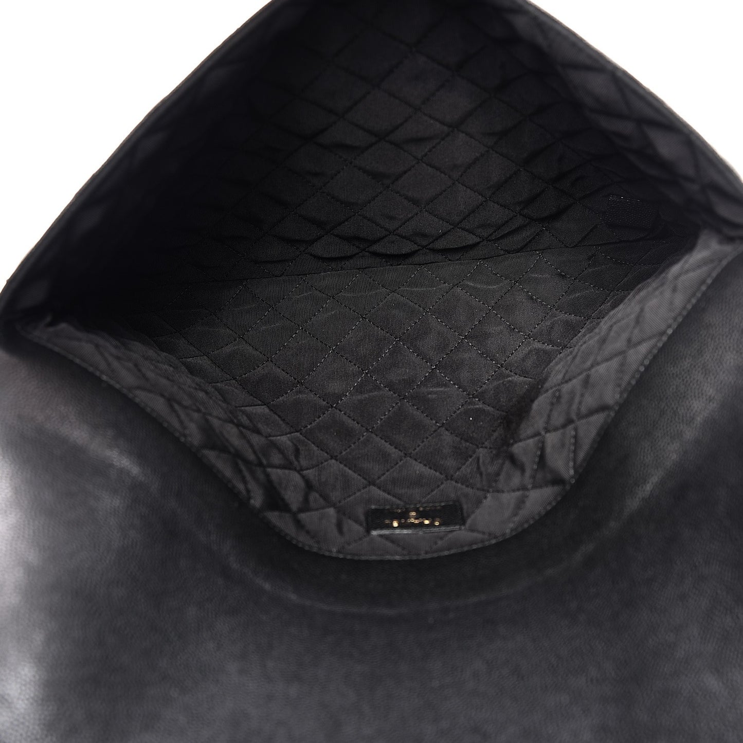 Caviar Quilted Large Golden Class Pouch Black