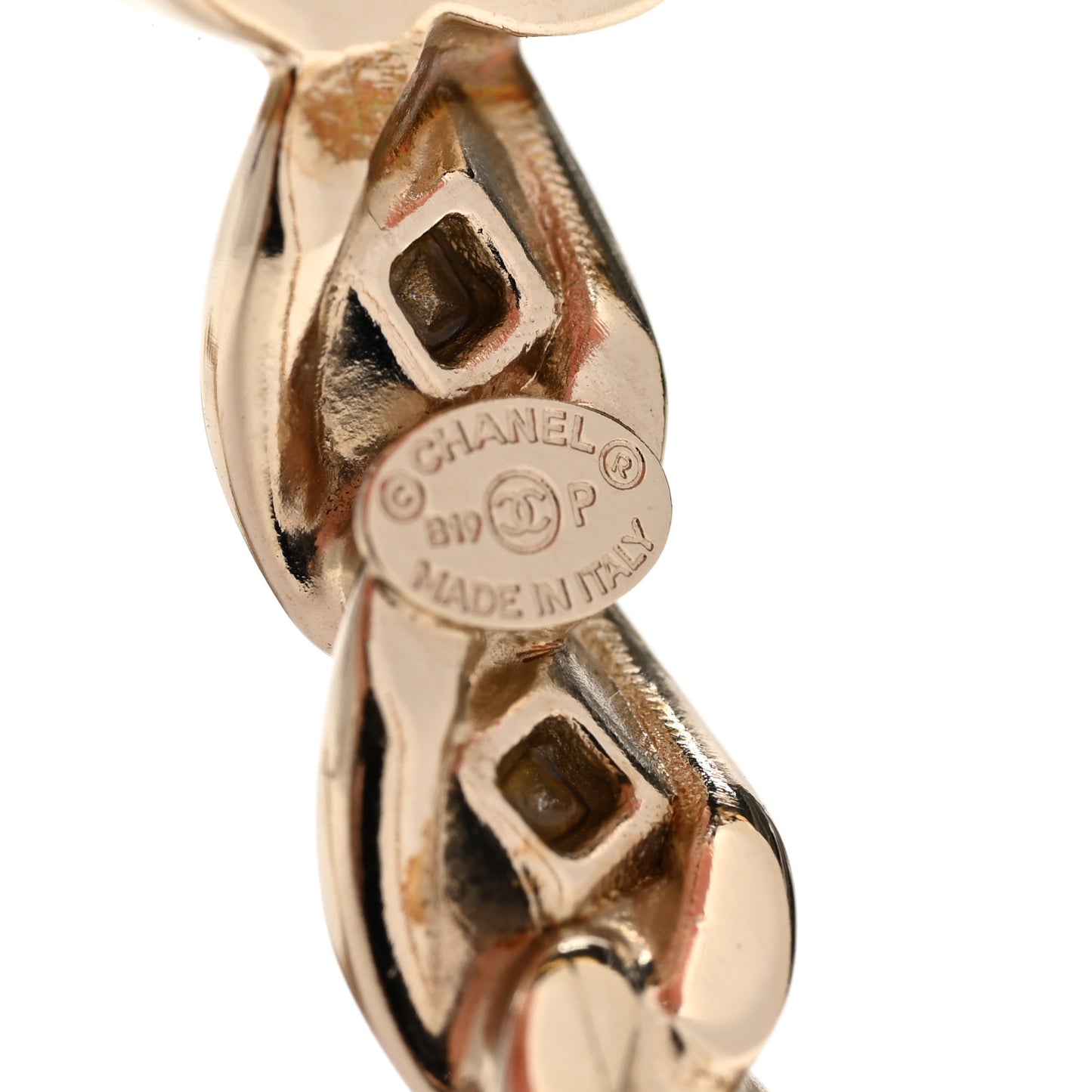 Metal Baguette Crystal High Society CC Hoop Earrings Gold