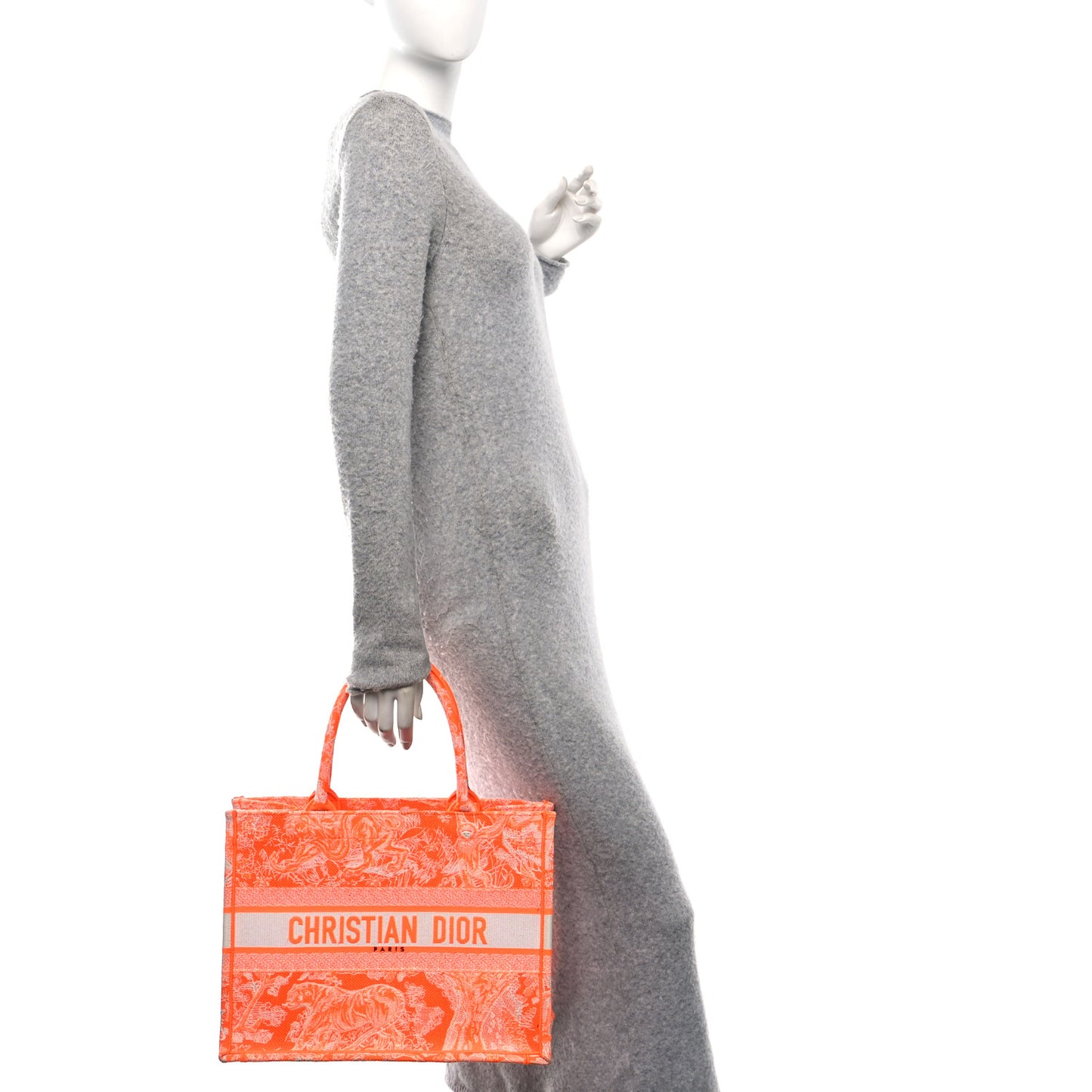 Canvas Embroidered Medium Dioriviera Toile De Jouy Book Tote Orange